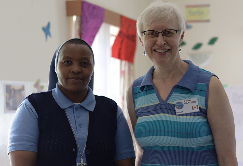 Sr. Virginia Njoki Kago, the St. Joseph's Spiritual Center administrator, stands with and Sheryl Grunwald, an instructor with Global Children's Forum's leadership experience conference. (Wycliff Oundo)