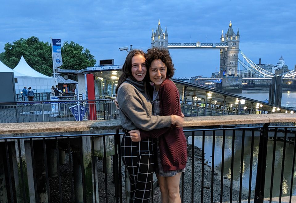 I smile and embrace my friend, Claire (left), as we visit Tower Bridge in London. My trip to visit Claire was an opportunity for us to reconnect and for me to get a glimpse into the place she currently is, in the United Kingdom. (Courtesy of Eli Terry) I smile and embrace my friend, Claire (left), as we visit Tower Bridge in London. My trip to visit Claire was an opportunity for us to reconnect and for me to get a glimpse into the place she currently is, in the United Kingdom. (Courtesy of Eli Terry)