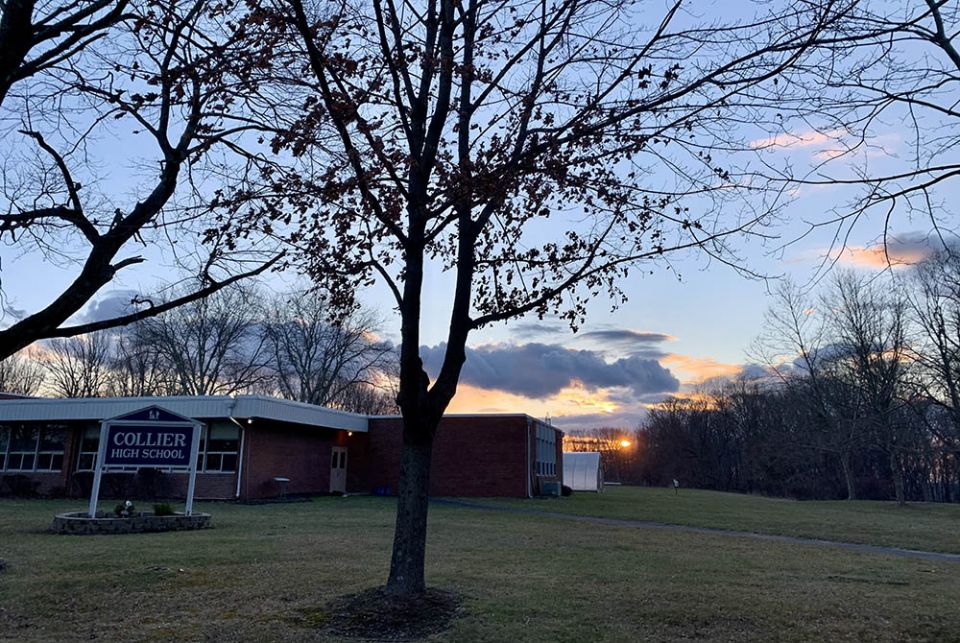 The sun setting on the Collier High School campus one evening. The beauty of the Collier campus continues to refresh staff and students even amid a difficult year. (Maddie Thompson)