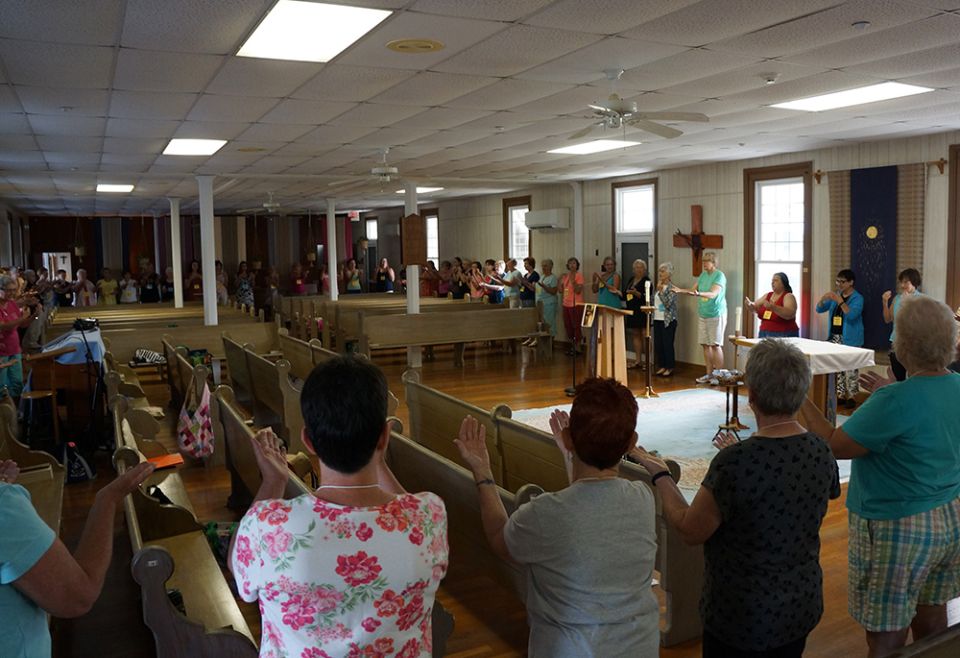 Women pray as part of a 2016 retreat at St. Mary by-the-Sea Retreat House in Cape May Point, New Jersey. (Courtesy of the Sisters of St. Joseph of Chestnut Hill)