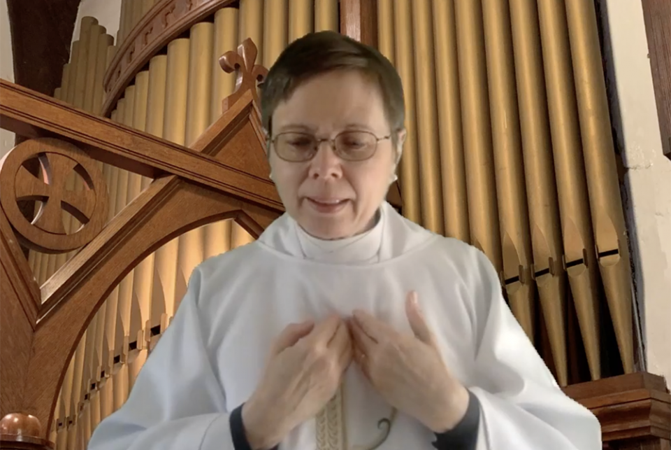 This is a screenshot from the Easter church service with St. Paul's Episcopal Church and St. Thomas' Church. The Rev. Norma Schmidt was the main preacher during this service. (Courtesy of Celina Kim Chapman) This is a screenshot from the Easter church service with St. Paul's Episcopal Church and St. Thomas' Church. The Rev. Norma Schmidt was the main preacher during this service. (Courtesy of Celina Kim Chapman)