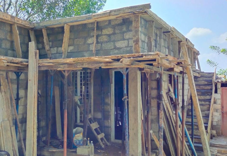 The walls of the new house under construction (Courtesy of Rose Cherian Vachaparampil) The walls of the new house under construction (Courtesy of Rose Cherian Vachaparampil)