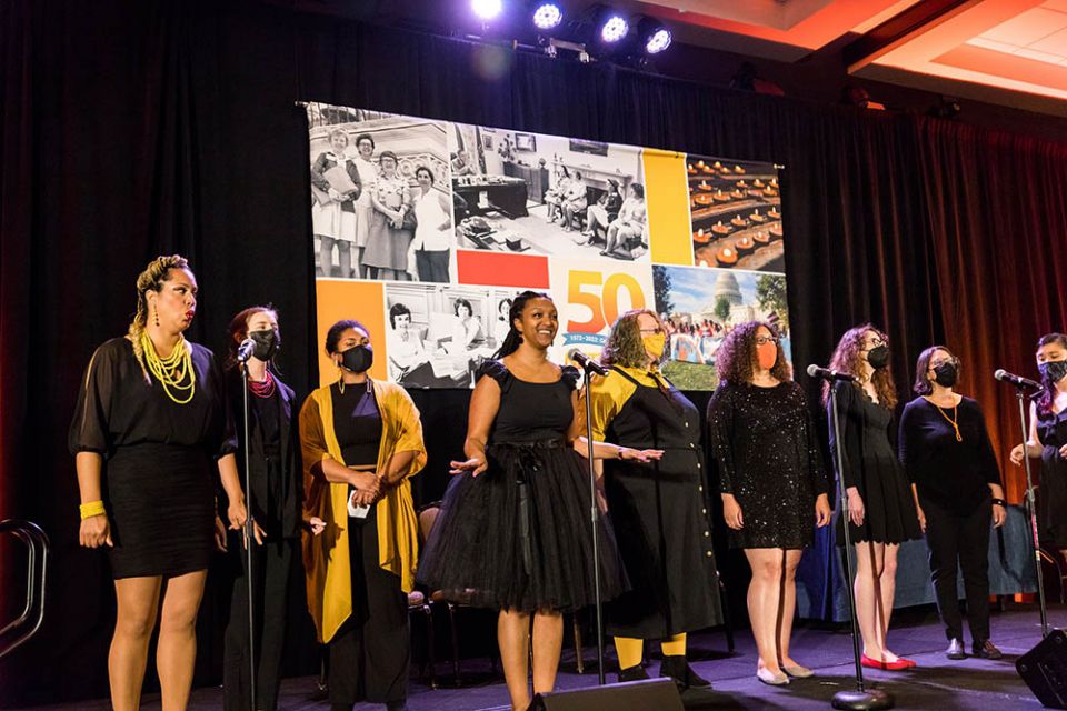 Members of SongRise, a D.C.-based a cappella group, perform a song written especially for Network at the organization's 50th anniversary gala April 22 in Washington, D.C. (Courtesy of Network/Shedrick Pelt)