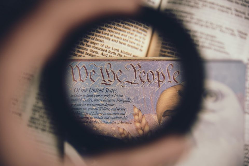 Preamble to the U.S. Constitution as seen on a U.S. passport (Unsplash/Anthony Garand)