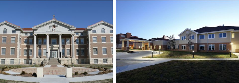 Left: Former Sisters of St. Joseph of Wichita, Kansas, motherhouse; right: Their newer facility. (Courtesy of Congregation of St. Joseph) Left: Former Sisters of St. Joseph of Wichita, Kansas, motherhouse; right: Their newer facility. (Courtesy of Congregation of St. Joseph)