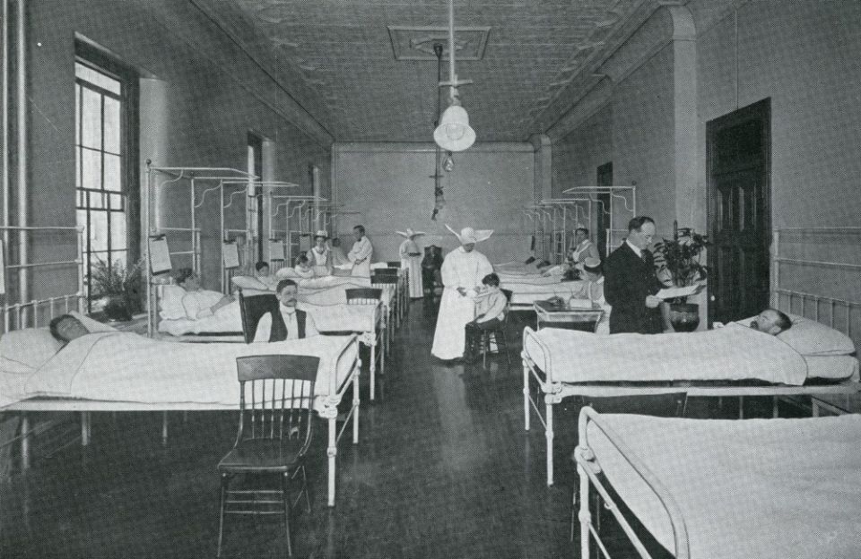 Daughters of Charity work on a patient ward at St. Joseph Hospital in Philadelphia, which they operated from 1859 to 1947. (Catholic Historical Research Center, Archdiocese of Philadelphia)