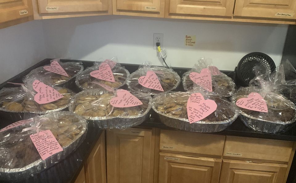 All the trays of cookies that were sent to the nine Good Shepherd Services residential programs around New York City. I handwrote a message for each place, saying how much we appreciate the work our residential staff do. (Celina Kim Chapman) All the trays of cookies that were sent to the nine Good Shepherd Services residential programs around New York City. I handwrote a message for each place, saying how much we appreciate the work our residential staff do. (Celina Kim Chapman)