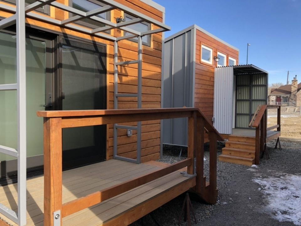 The tiny home village that includes the new homes some clients of Urban Peak in Denver. They will have their own units and share communal bathroom and kitchen spaces. (Ali Alderman)