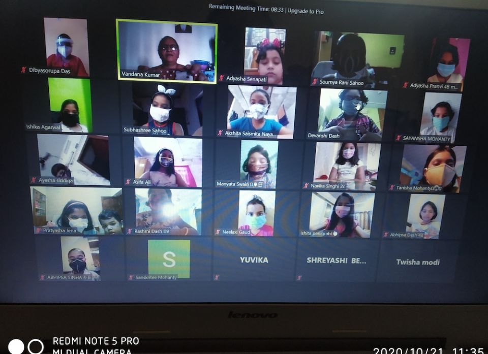 Screenshot of an online class in India Screenshot of an online class in India