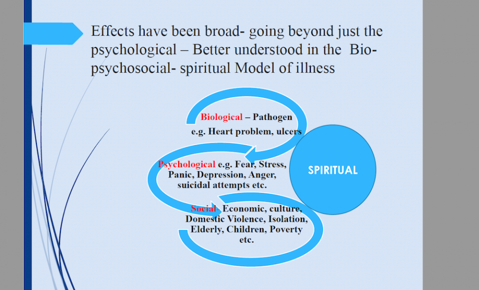 In a recent webinar about the psychological impact of the coronavirus pandemic, Sr. Jacinta Ondeng, a School Sister of Notre Dame in Nairobi, explained about how psychological stress has health, social and even spiritual effects. (Provided screenshot) In a recent webinar about the psychological impact of the coronavirus pandemic, Sr. Jacinta Ondeng, a School Sister of Notre Dame in Nairobi, explained about how psychological stress has health, social and even spiritual effects. (Provided screenshot)