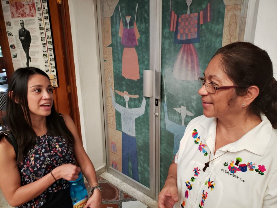 Sr. Hilda Alfaro, right, a member of the Guardian Angel congregation, and Raquel Orellana, the San Salvador-based program leader for the Color Movement, a joint program of Alight and Sisters Rising Worldwide Sr. Hilda Alfaro, right, a member of the Guardian Angel congregation, and Raquel Orellana, the San Salvador-based program leader for the Color Movement, a joint program of Alight and Sisters Rising Worldwide