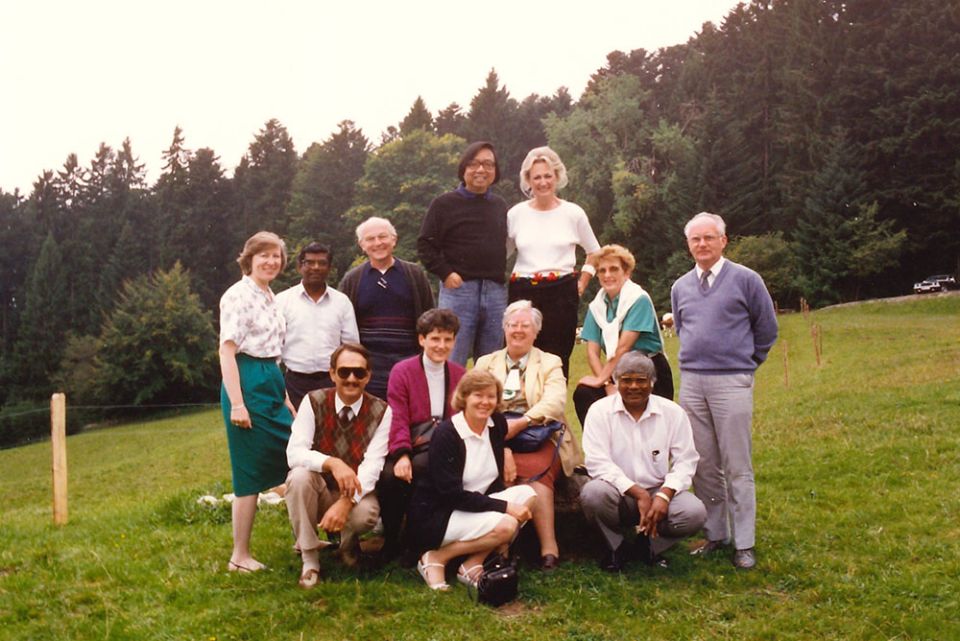 The staff of the World Council of Churches' Commission on World Mission and Evangelism in 1989 in Switzerland (Courtesy of Maryknoll Sisters)