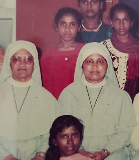 Srs. Redempta Alappat and Navina Pulickal, members of the Sisters of the Destitute, who started the convent at Udaya Colony in Ernakulam district of the southwestern India state of Kerala with children from the slum in Kochi. (Courtesy of Anisha Arackal)