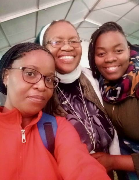 Sr. Letta Mosue with two young participants in the Taizé Pilgrimage of Trust (Provided photo)