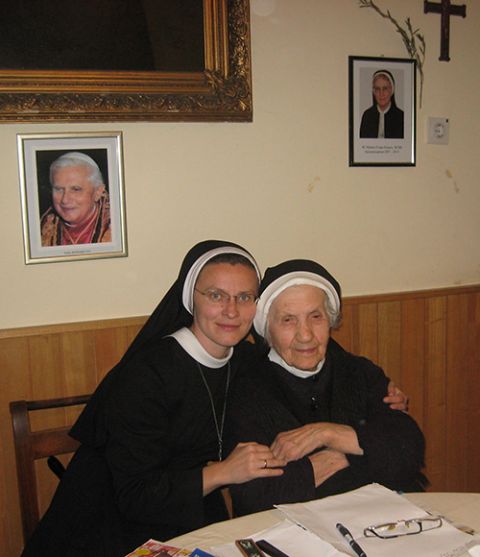 Basilian Sr. Veronica Galatan, left, visits one of the Basilian Sisters in Krizhevtsi, Croatia. (Courtesy of Veronica Oksana Galatan)