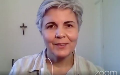 Comboni Sr. Alicia Vacas speaks during "Women Religious on the Frontlines," a June 23 online symposium about how women religious are responding to the COVID-19 pandemic. Comboni Sr. Alicia Vacas speaks during "Women Religious on the Frontlines," a June 23 online symposium about how women religious are responding to the COVID-19 pandemic.