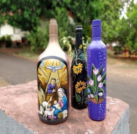 Center students painted these bottles. (Courtesy of Centre for the Differently Abled)