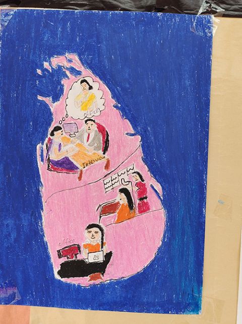 Art therapy is a common program in the center, where children depict their imagination. A picture of Sri Lanka with hope for girl children drawn by a resident. (Thomas Scaria)
