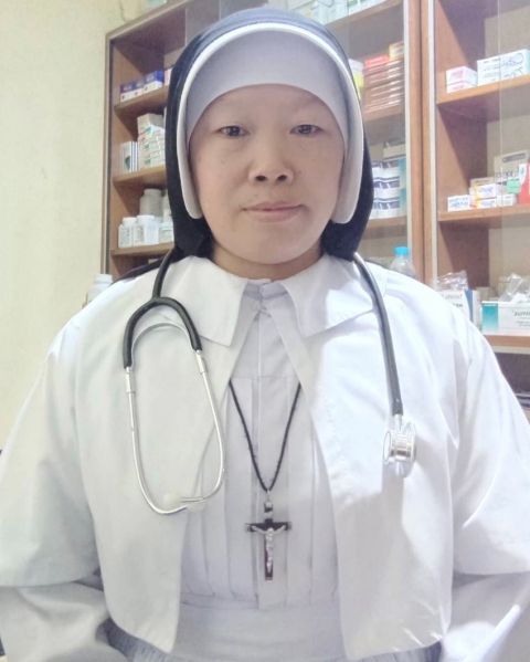 Sr. Ann Rose Nu Tawng at a church-run clinic where she works in Myitkyina, the capital city of Kachin state, Myanmar