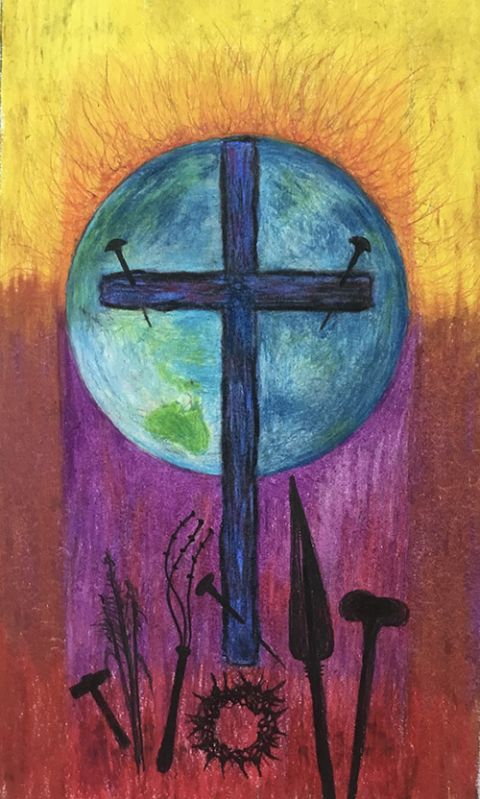 A holy card used by Sr. Annette Arnold's community during Holy Week to meditate on the instruments of the Passion. Used with permission of the artist, Catherine Siciliano. (Courtesy of Annette Arnold)