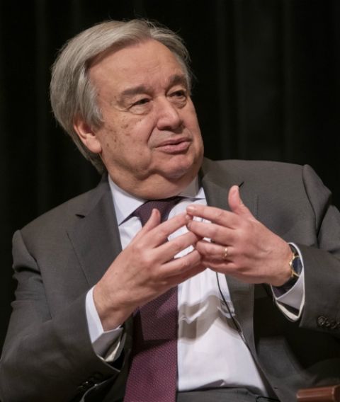 U.N. Secretary-General António Guterres speaks Feb. 27 at the New School in New York City. (U.N. photo) U.N. Secretary-General António Guterres speaks Feb. 27 at the New School in New York City. (U.N. photo)