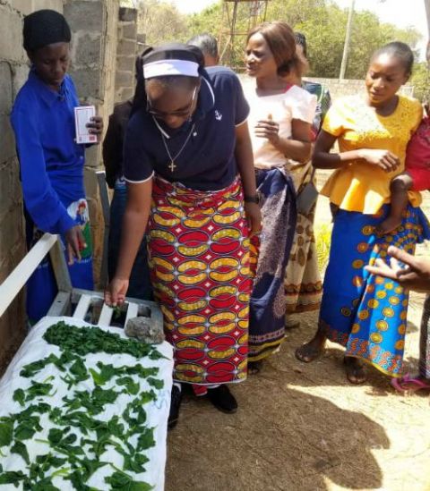 Dominican Sr. Astridah Banda trains caregivers on food preservation and its importance in Lusaka, Zambia. The training helps caregivers to improve child nutrition in schools. (Provided photo)