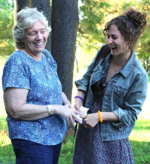 Dominican Sr. Connie Koch with Leah Feder at a June 2019 Nuns and Nones retreat at Mariandale, the Dominican Sisters of Hope's retreat center in Ossining, New York (Courtesy of the Dominican Sisters of Hope)
