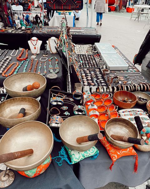 My roommate MJ Miranda and I recently went to the Grand Bazaar, a big flea market on the Upper West Side. We saw many vendors selling these Tibetan singing bowls, which Good Shepherd Volunteers uses at every retreat.