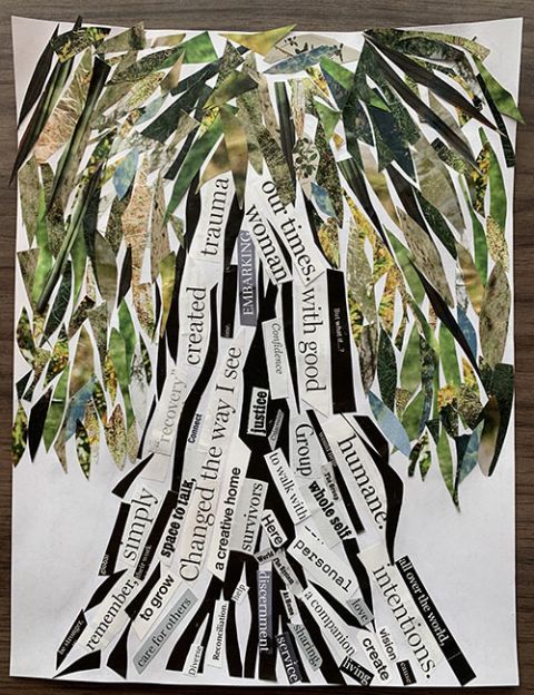 A collage I made during our recent Good Shepherd Volunteers midyear retreat focused on simplicity and social justice, depicting my desire to stay rooted in the tenets of social justice, simplicity, spirituality and community. (Maddie Thompson) A collage I made during our recent Good Shepherd Volunteers midyear retreat focused on simplicity and social justice, depicting my desire to stay rooted in the tenets of social justice, simplicity, spirituality and community. (Maddie Thompson)