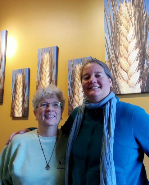 After conducting her first interview ever, Julie McElmurry, right, poses with Ann Wiesen, a Franciscan Sister of Our Lady of Perpetual Help in Tampa, Florida. (Courtesy of Julie McElmurry)