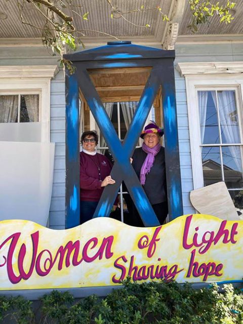 Presentation Srs. Julie Marsh, left, and Mary Lou Specha after their house was turned into a "parade float" for Mardi Gras in New Orleans (Courtesy of Sr. Mary Lou Specha) Presentation Srs. Julie Marsh, left, and Mary Lou Specha after their house was turned into a "parade float" for Mardi Gras in New Orleans (Courtesy of Sr. Mary Lou Specha)