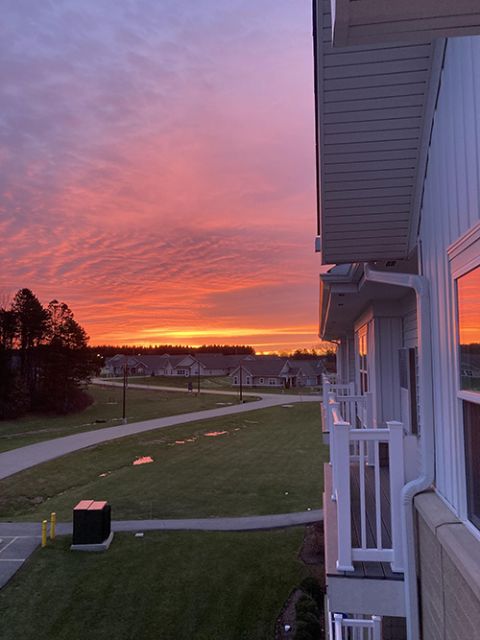 God continues to surprise Sister Kathleen with spectacular sunrises and sunsets from her balcony at Notre Dame Village. (Courtesy of Kathleen Glavich)