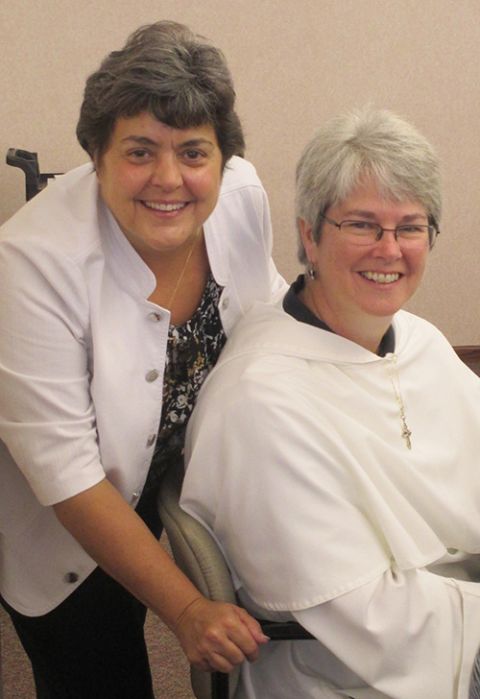 "She's got a quick sense of humor," says Grand Rapids Dominican Sr. Megan McElroy, right, about Dominican Sr. Rebecca Ann Gemma — a sentiment all who spoke with GSR shared.
