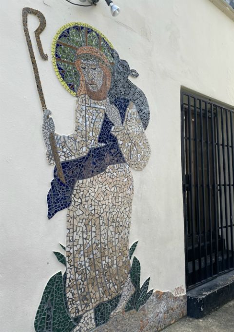 The mosaic on the outside wall of the Home of the Good Shepherd in San Juan, Puerto Rico, was done by a former resident, who has since died. (GSR photo / Soli Salgado) The mosaic on the outside wall of the Home of the Good Shepherd in San Juan, Puerto Rico, was done by a former resident, who has since died. (GSR photo / Soli Salgado)