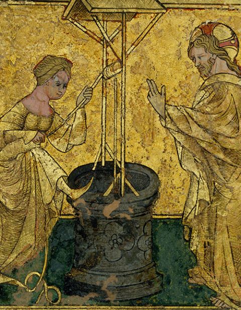 "Jesus and the Samaritan Woman at the Well," detail, circa 1420 (Metropolitan Museum of Art)