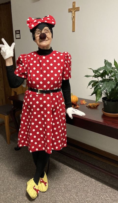 Sr. Regina Kabayama as Minnie Mouse — like the rising sun, her spirit brings us energy! (School Sisters of Notre Dame)