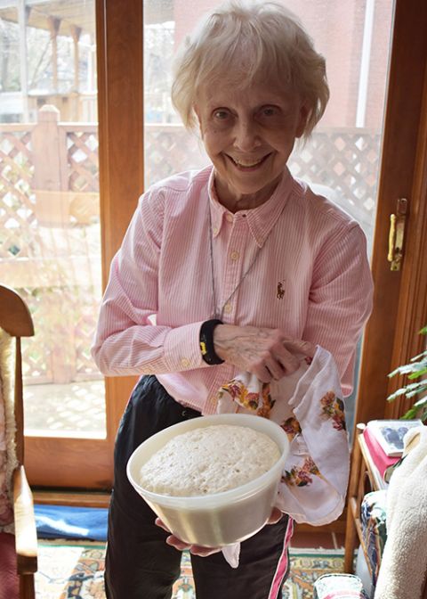 Sr. Suzanne Susany of the Sisters of St. Francis of the Neumann Communities likes to make homemade bread, letting the dough rise before baking. (Julie A. Ferraro) Sr. Suzanne Susany of the Sisters of St. Francis of the Neumann Communities likes to make homemade bread, letting the dough rise before baking. (Julie A. Ferraro)