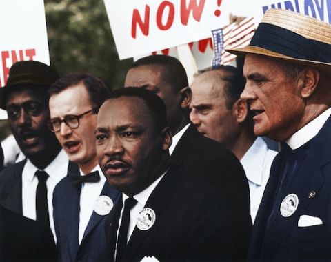 Dr. Martin Luther King, Jr., center, at the August 1963 March on Washington (Unsplash/Unseen Histories)