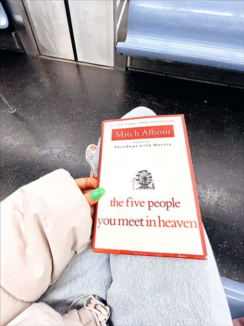 This is a book I’ve been enjoying on the subway recently. It follows a man who goes to heaven and learns the value of life and connection. (Caileigh Pattisall)