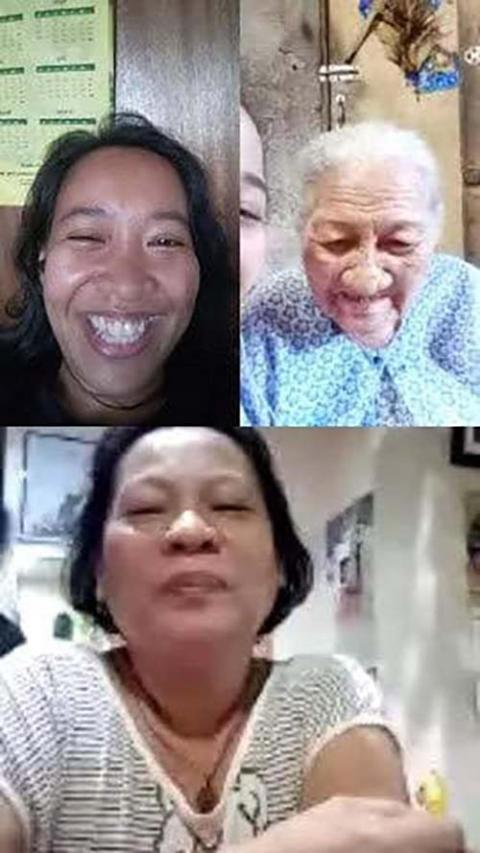Sr. Jennibeth Sabay, a member of the Sisters of Our Lady of the Immaculate Conception of Castres, joins a video chat with her mother and grandmother. (Provided photo)