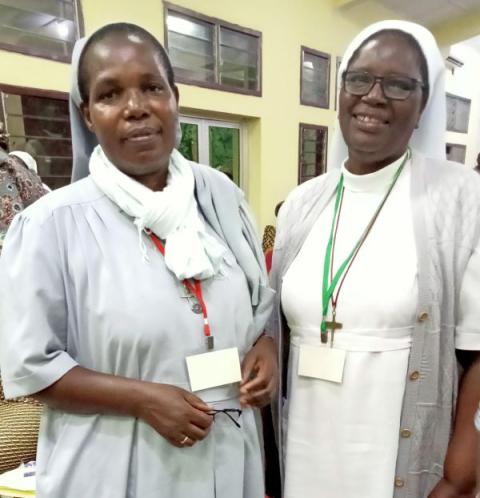 Sr. Anastasie Nyazira (left) and Sr. Mary Paul Wamatu attended the Conference for Religious held in the Democratic Republic of the Congo in early October. (Mary Paul Wamatu)