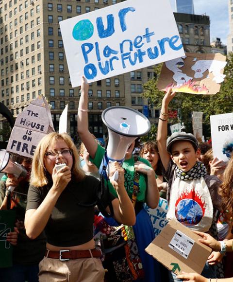 Young people gather for a climate change rally in New York City Sept. 20, 2019. (CNS/Gregory A. Shemitz)