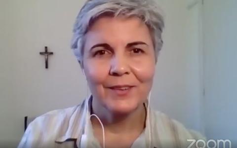 Comboni Sr. Alicia Vacas speaks during "Women Religious on the Frontlines," a June 23 online symposium about how women religious are responding to the COVID-19 pandemic. Comboni Sr. Alicia Vacas speaks during "Women Religious on the Frontlines," a June 23 online symposium about how women religious are responding to the COVID-19 pandemic.