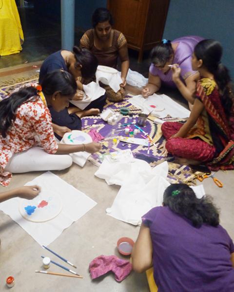 Residents of Jeevodaya Ashram at a handicraft training session (Courtesy of Fidelis Nedumpara)