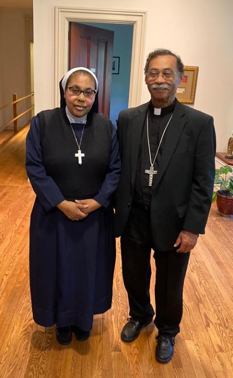 Mother Anne Francis Ng'ang'a with Washington Auxiliary Bishop Roy Campbell Jr., who presided over the Georgetown Visitation Monastery election (Courtesy of Georgetown Visitation Monastery)