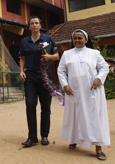 Sr. Mary Sonali of the Congregation of the Apostolic Carmel is pictured in a 2012 photo in Colombo, Sri Lanka. (CNS/Reuters/Dinuka Liyanawatte)