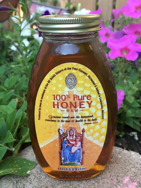 Freshly bottled honey from the All Saints Sisters of the Poor is available for $20 at the sisters' convent in Catonsville, Maryland. (CNS/Catholic Review/George P. Matysek Jr.)