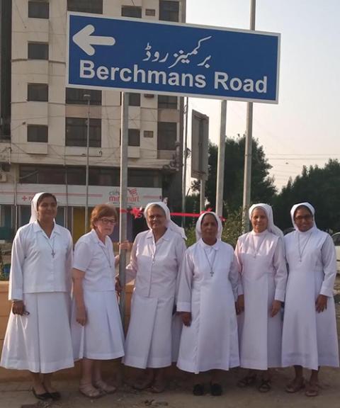 In 2020, the Karachi administration named a road in recognition of Religious of Jesus and Mary Sr. Berchmans Conway's services to education in Pakistan. (Courtesy of Shahryar Khan Niazi)