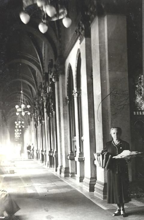 Social Service Sr. Margaret Slachta in the corridors of the Hungarian parliament (Courtesy of Sisters of Social Service)