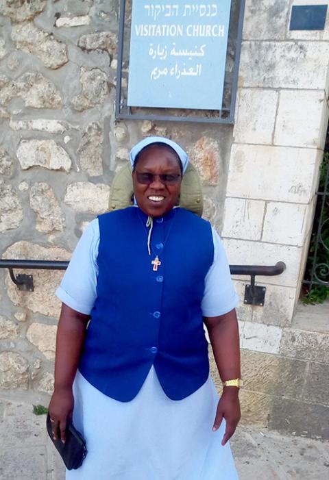 Sr. Nancy Watenga on her pilgrimage to the Holy Land, at the Church of the Visitation (Courtesy of Nancy Watenga)